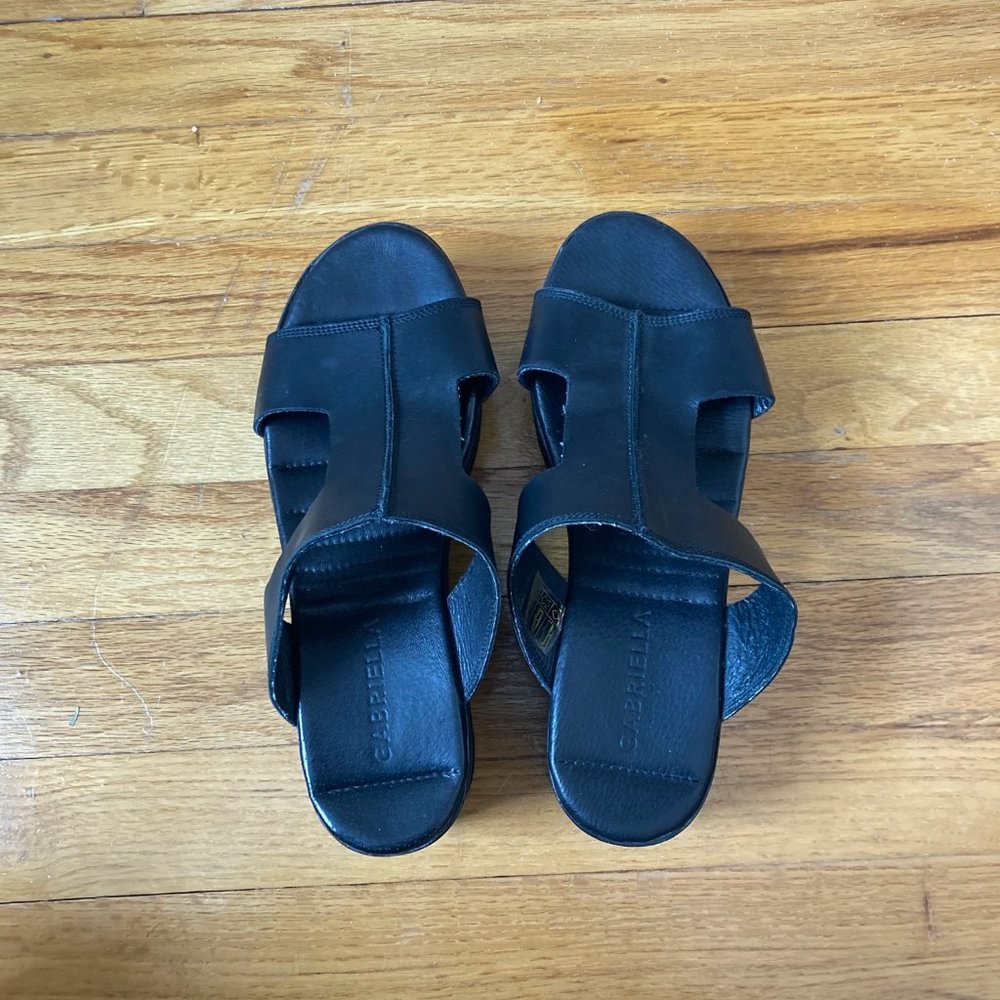 Black Leather Platform Sandals